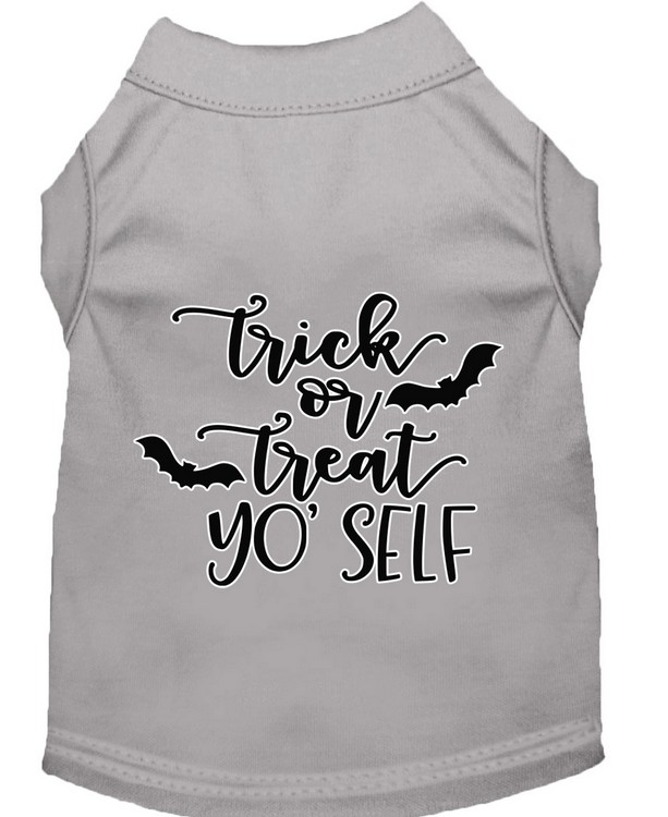 Trick or Treat Yo' Self Screen Print Dog Shirt Grey XXL